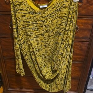 bryn Walker Mustard and Black Abstract Top